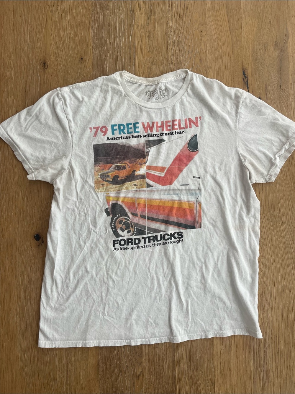Ford White T‑Shirt with Red & Blue Truck Graphic